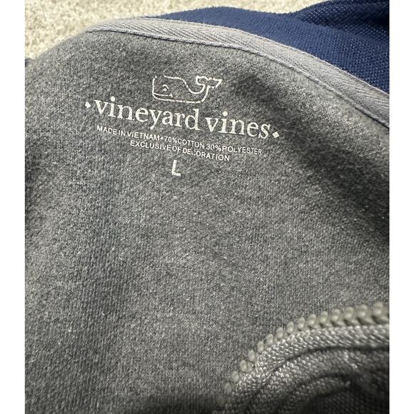Vineyard Vines Men’s L Gray 1/4 Zip Pullover Sweatshirt Whale Logo Cotton Blend - Picture 2 of 8